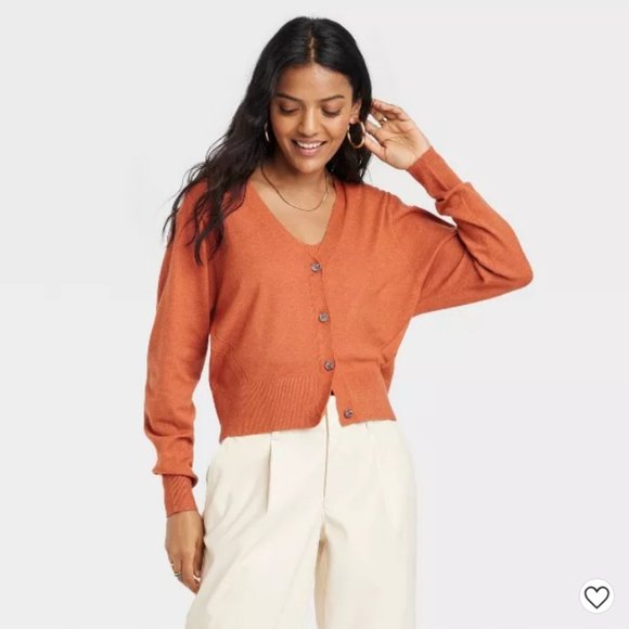 Women's Button-Front Fine Gauge Ribbed Cardigan - A New Day M, New With Tags 6 - Picture 1 of 5